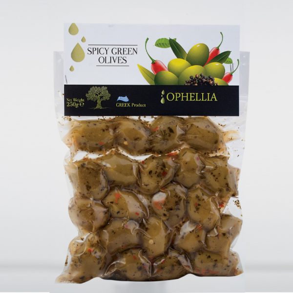 Оливки Зеленые со специями, (вакуум) 250г
